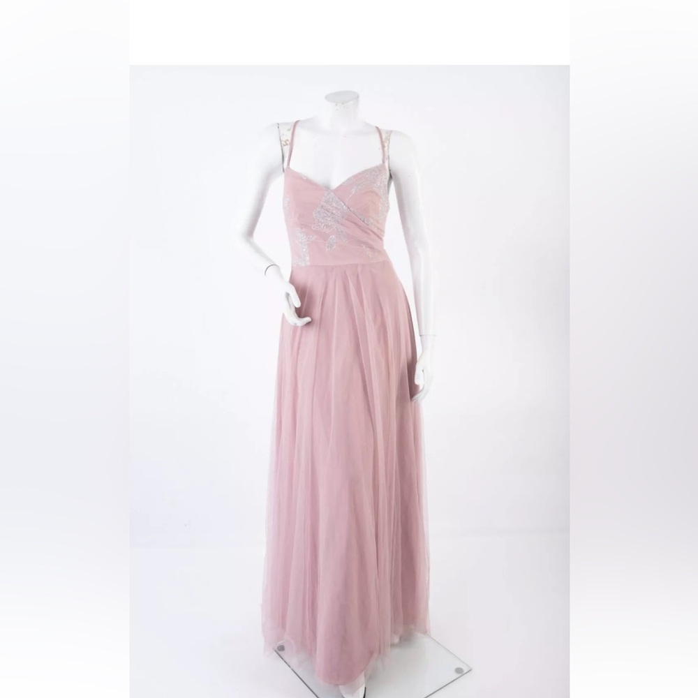 NWT Hayley Paige Occasions Formal Tulle Gown Dress #5754 Dusty Rose Pink Size 12